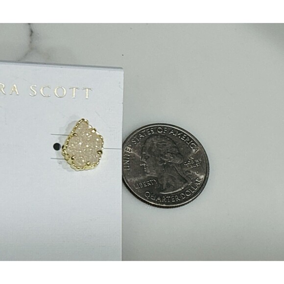 Kendra Scott Tessa Stud Earrings Gold Plated Iridescent Drusy NEW - Picture 9 of 9